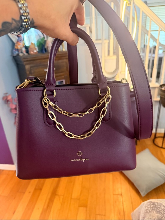 Nanette Lepore Handbags - Nanette Lepore Plum Satchel with Gold Chain Accent